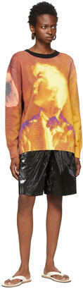 Dries Van Noten Orange Len Lye Edition Cotton Graphic Print Sweater