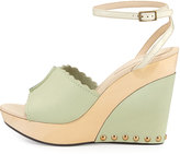 Thumbnail for your product : See by Chloe Ankle-Strap Wedge Sandal, Mint/Taupe