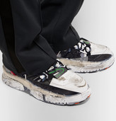 Thumbnail for your product : Maison Margiela Fusion Distressed Rubber-Trimmed Leather Sneakers