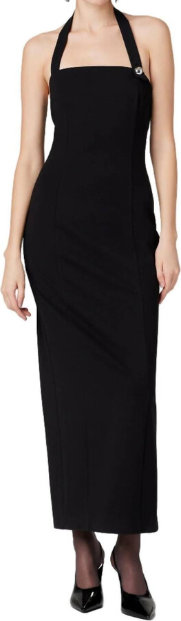 Toccin Davina Sculpted Halter Midi Dress In Black