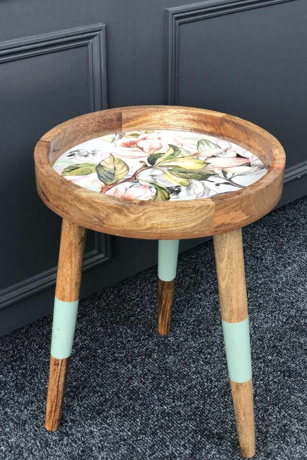 Hartsmede Handmade Side Table Solid Mango Wood Detachable Legs Spring