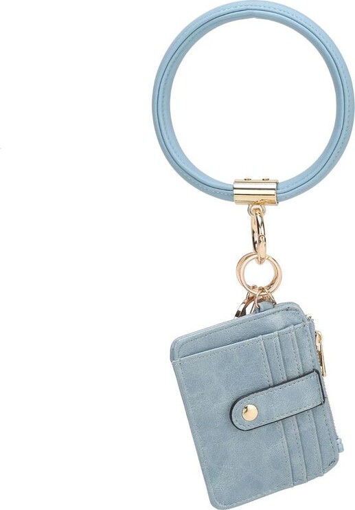 MKF Collection by Mia K Jordyn Vegan Leather Bracelet Keychain with A Credit Card Holder - Brown
