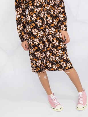 Marni Floral-Print Long-Sleeve Dress