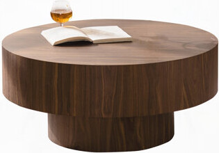 George Oliver Round Wood Coffee table for Living Room