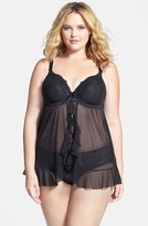 Thumbnail for your product : Elomi 'Maria' Mesh Underwire Plunge Babydoll (E Cup & Up)