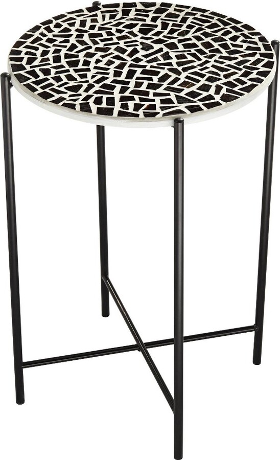 Teal Island Designs Modern Black Metal Round Outdoor Accent Side Table