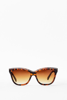 Nasty Gal Womens So Edgy Leopard Cat-Eye Sunglasses - Brown - One Size
