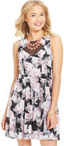 Thumbnail for your product : Trixxi Juniors' Floral-Print Mesh-Panel Dress
