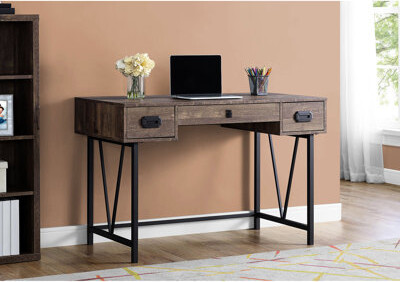 Latitude Run Brown Computer Desk With Black Metal Accents And Storage Drawers 48\