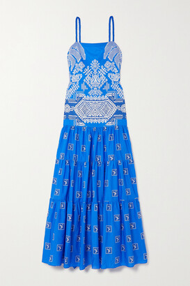 Johanna Ortiz + Net Sustain Amancay Tiered Printed Cotton-voile Maxi Dress - Blue