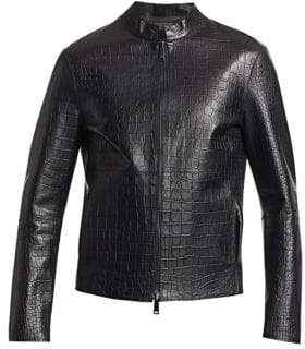 Emporio Armani Faux Crocodile Leather Jacket