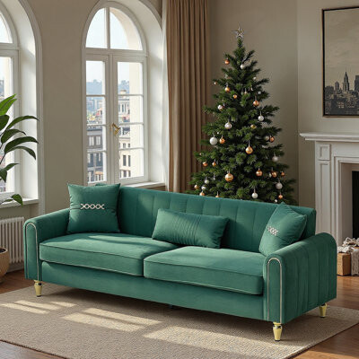 Contemporary Upholstered 3 - Seater Sofa With Plush Cushions, Pillows And Pocket Spring Support For Modern Living Spaces