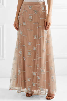 Burberry Sybilla Embroidered Tulle Maxi Skirt - Blush