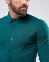 Thumbnail for your product : ASOS DESIGN Skinny Viscose Shirt In Green