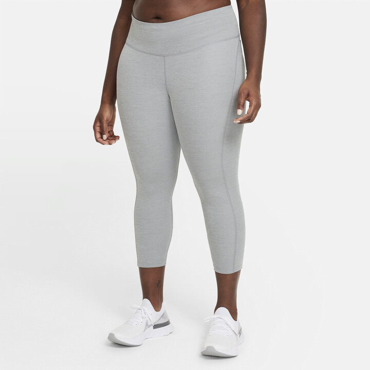 Nike Women's Fast Mid-Rise Crop Running Leggings (Plus Size) in Grey ...