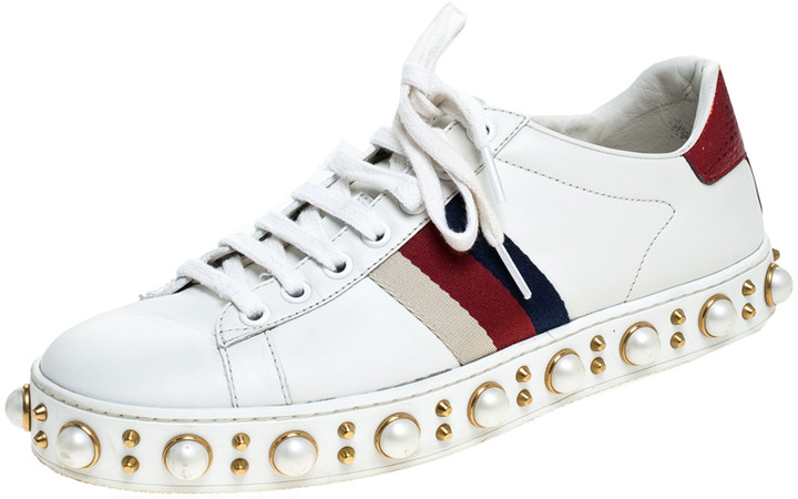 gucci ace pearl sneakers