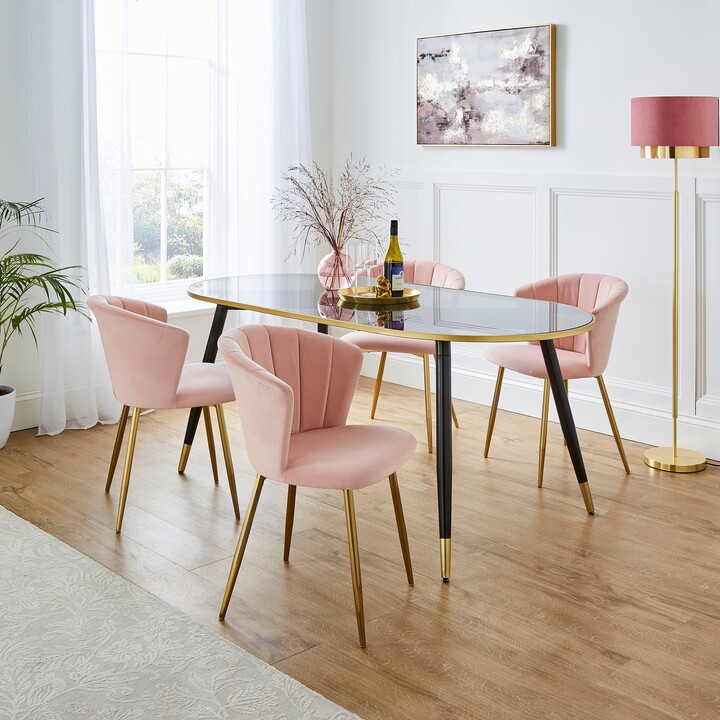 Dunelm Kendall Velvet Dining Chair Blush ShopStyle