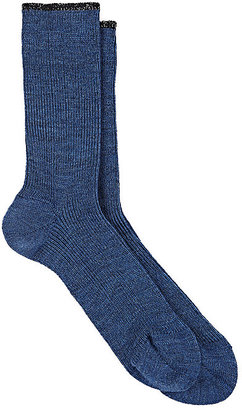 Maria La Rosa Women's Metallic-Trim Mid-Calf Socks-Blue