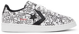 Thumbnail for your product : Converse White & Black Keith Haring Edition Leather Pro Ox Sneakers