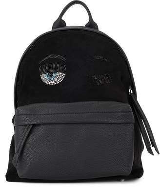 Chiara Ferragni Flirting Black Faux Leather And Sequins Backpack
