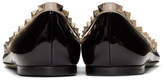Thumbnail for your product : Valentino Black Garavani Patent Rockstud Ballerina Flats