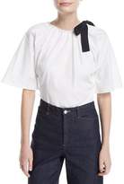 Thumbnail for your product : Rosetta Getty Short-Sleeve Open-Back Cotton Poplin Top