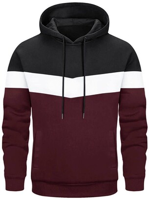 EKLENTSON Mens Sweatshirt Casual Stripe Color Sports Hoodies Pullover Outwear 