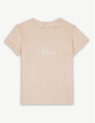 Chloé Embroidered logo cotton-blend T-shirt 6-36 months