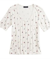 Thumbnail for your product : LUCKY Printed Pointelle Scoop Neck Tee