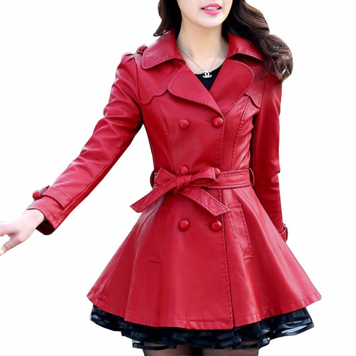red button up coat