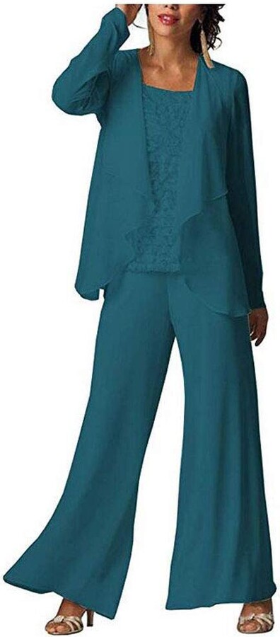 teal trouser suit