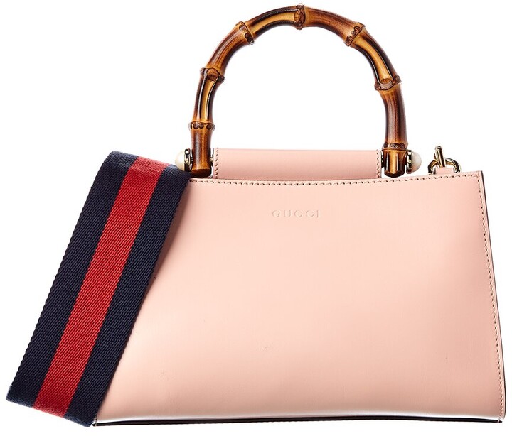 Gucci Pink Leather Small Nymphaea Bamboo Tote ShopStyle