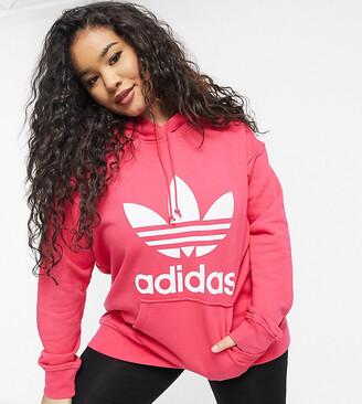adidas Plus large logo hoodie in power pink - ShopStyle