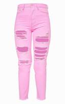 Thumbnail for your product : PrettyLittleThing Lilac Extreme Distressed Mom Jeans