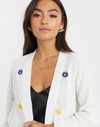 Wild Honey oversized cardigan with embroidered flowers