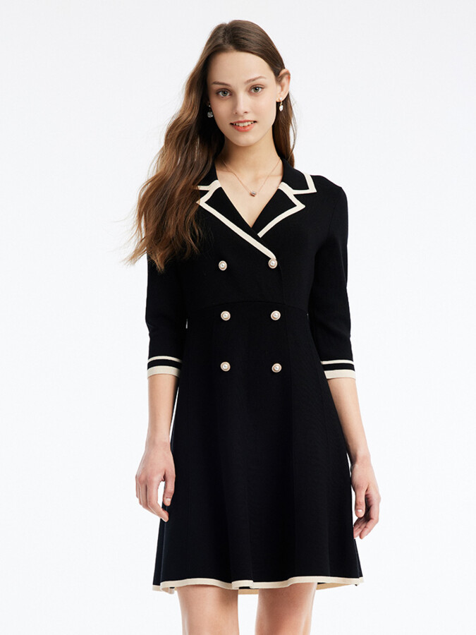 GOELIA Tencel Blend Women Knit Mini Dress - Black / L