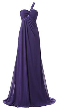 Sarahbridal Women's Chiffon Long Prom Dress Beaded Sequin Bridesmaid Gowns With Cap Sleeve FSD179