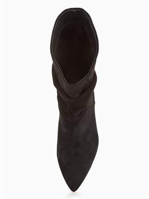Very Simone Suede Ruched Calf Boot - Black