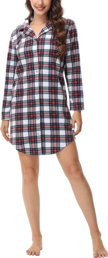 INK+IVY Women's Long Sleeve Notch Collar Sleepshirt Nightgown