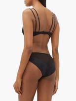 Thumbnail for your product : Rossell England - Criss-cross Pointelle-stitch Cotton Bra - Black