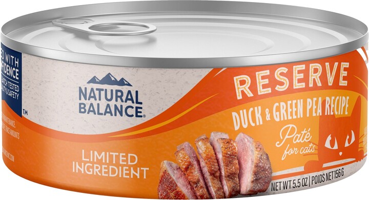 Natural Balance Limited Ingredient Reserve Duck & Green Pea Recipe Wet Cat Food, 5.5-oz can, case of 24