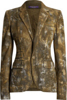 Thumbnail for your product : Ralph Lauren Collection Calan Beaded Metallic Painted Denim Blazer