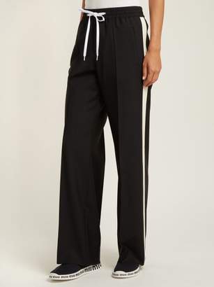 Miu Miu Side Stripe Wool And Mohair Blend Track Pants - Womens - Black
