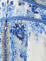 Thumbnail for your product : Camilla Plunge-neck High Tea-print Silk Maxi Dress - Blue Print