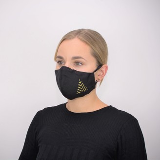 Face My Mask Black Linen Cotton Face Mask With Filter Pocket & Christmas Tree Embroidery