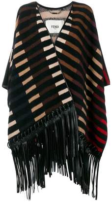 Fendi striped fringed poncho