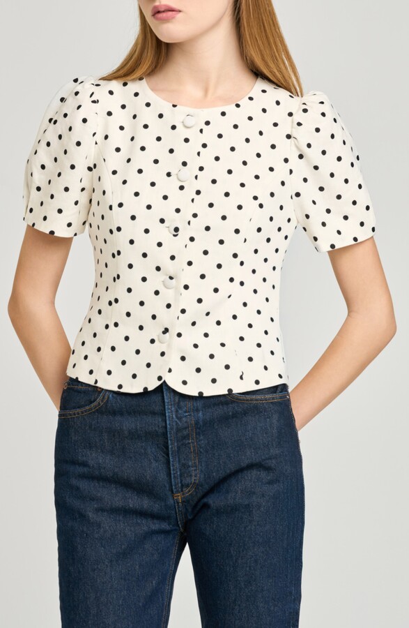 WAYF Blair Polka Dot Button-Up Top