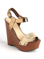 Thumbnail for your product : Vera Wang Jamaya Leather Platform Wedge Sandals