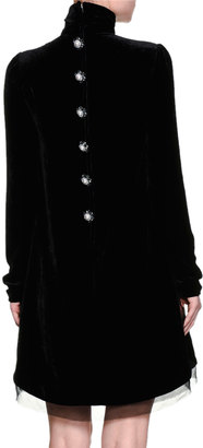 Dolce & Gabbana Mock-Neck Embellished-Chandelier Dress, Black
