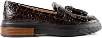Tod's Crocodile Effect Platform Loafers